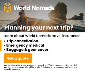 World Nomads travel insurance. Planning your next trip? Trip cancellation, emergency medical, baggage and gear cover. Get a quote. We receive a fee when you get a quote from World Nomads using this link. We do not represent World Nomads. This is not a recommendation to buy travel insurance.